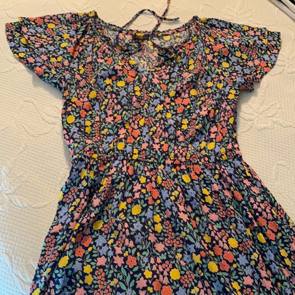Talbots FLORAL GATHERED TIE NECK DRESS 6P - Picture 2 of 2